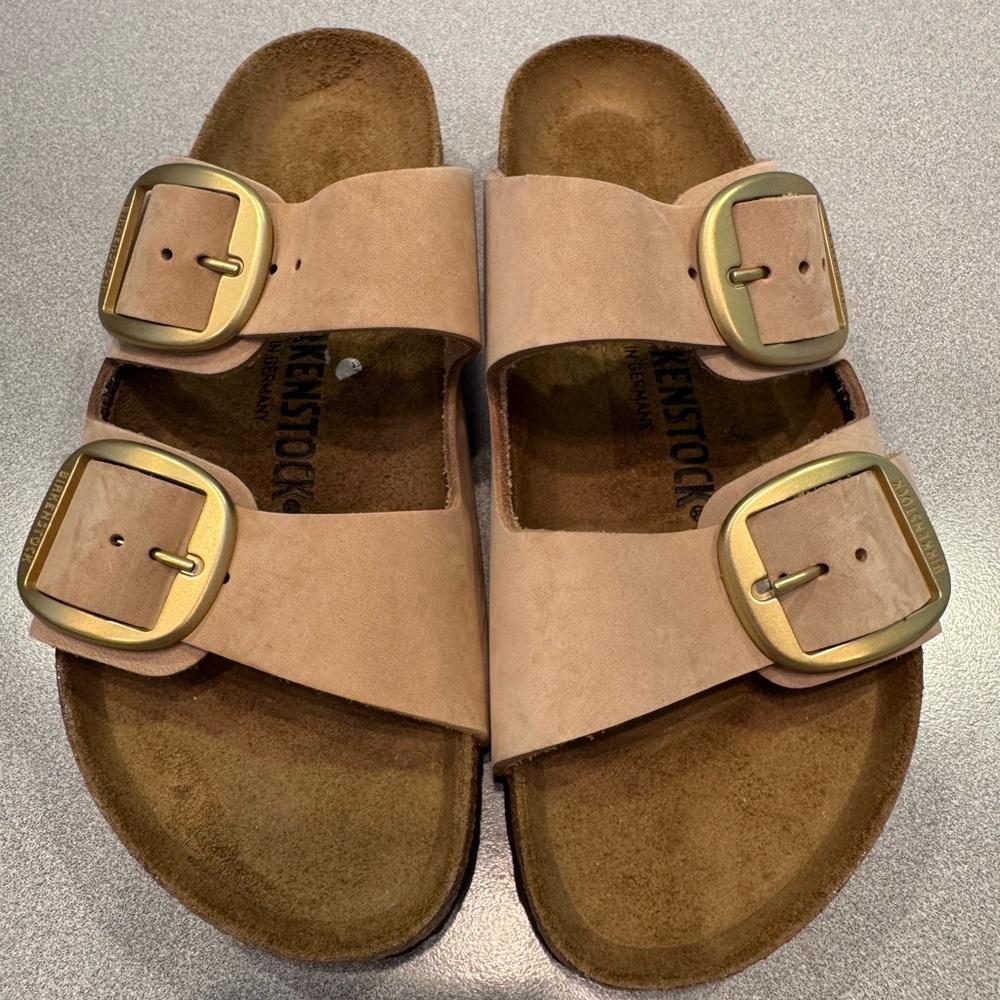 Birkenstock Arizona Leather Dual Buckle Sandals Size 38